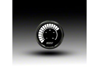 LED Analog Bargraph Boost Gauge with Black Bezel; 2-1/16-Inch; White; 0-60 PSI (Universal; Some Adaptation May Be Required)