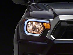 LED Bar Factory Style Headlights with Amber Reflectors; Black Housing; Clear Lens (12-15 Tacoma)