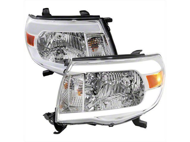 LED Bar Factory Style Headlights; Chrome Housing; Clear Lens (05-11 Tacoma)