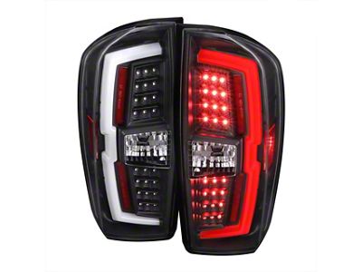 LED Bar Tail Lights; Matte Black Housing; Clear Lens (16-23 Tacoma)