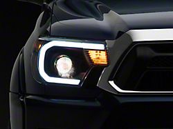 LED C-Bar Projector Headlights; Black Housing; Clear Lens (12-15 Tacoma)