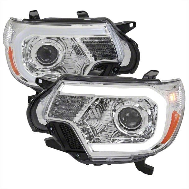 Tacoma LED C-Bar Projector Headlights; Chrome Housing; Clear Lens (12 ...