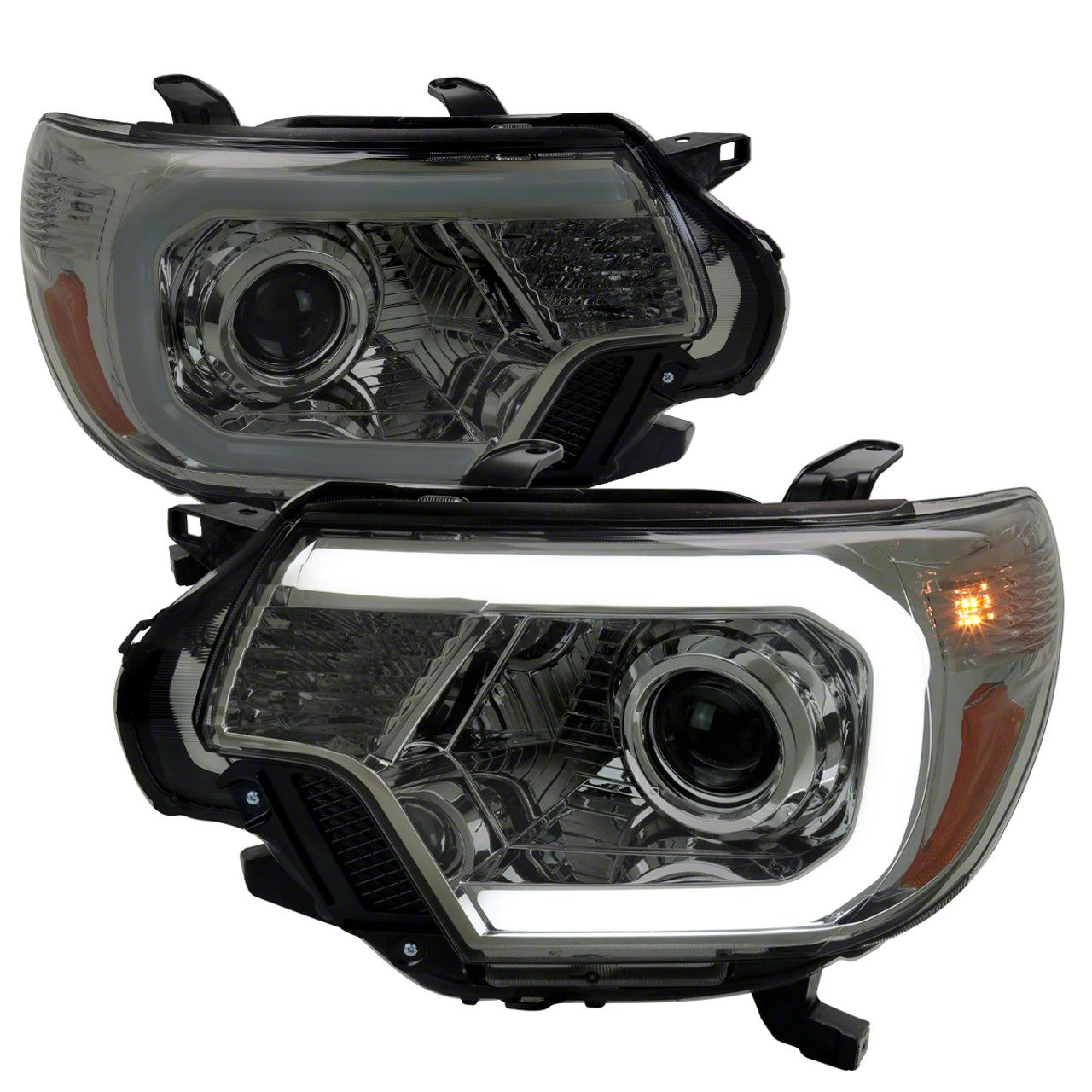 Tacoma LED C-Bar Projector Style Headlights; Chrome Housing; Smoked ...