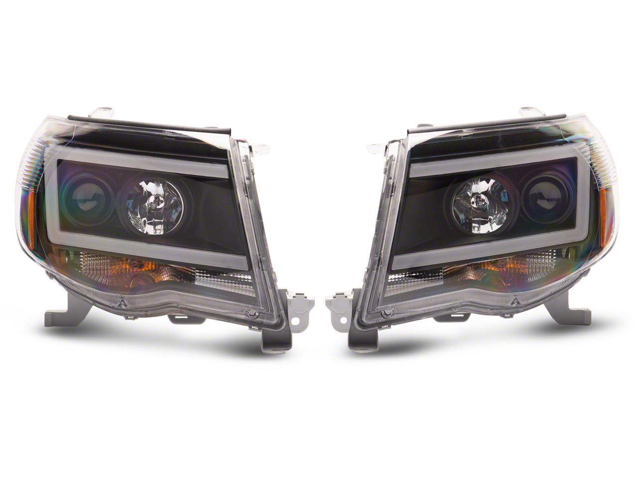 Raxiom Tacoma Axial Series LED DRL Projector Headlights; Black Housing;  Clear Lens 02-AZ-TT05-PBC-P-A-C (05-11 Tacoma) - Free Shipping