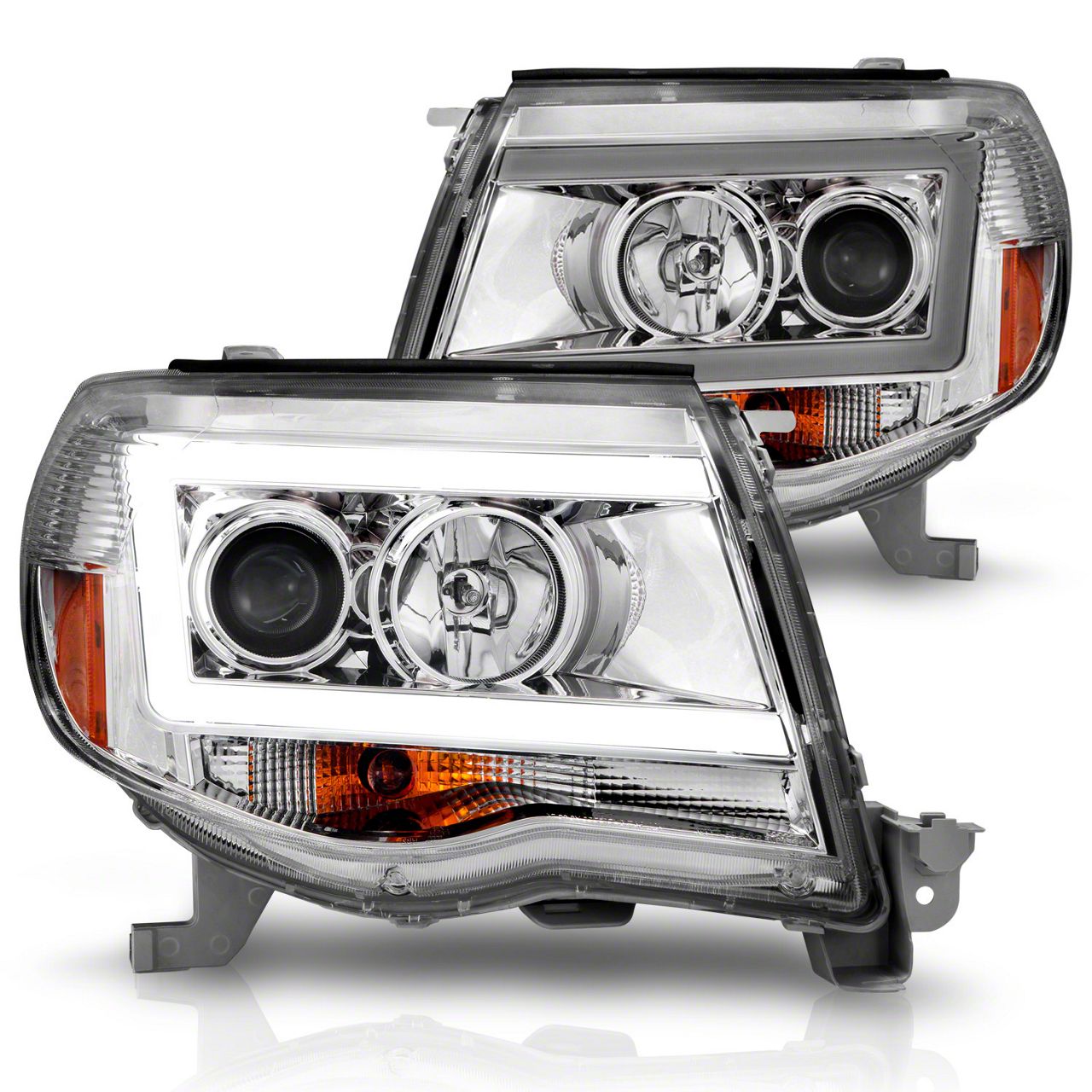 Tacoma Led Drl Projector Headlights; Chrome Housing; Clear Lens (05-11 