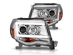 LED DRL Projector Headlights; Chrome Housing; Clear Lens (05-11 Tacoma)