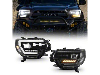 LED Projector Headlights; Black Housing; Clear Lens (12-15 Tacoma)