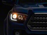 TRD Style Headlights; Black Housing; Clear Lens (16-23 Tacoma w/ Factory LED DRL)