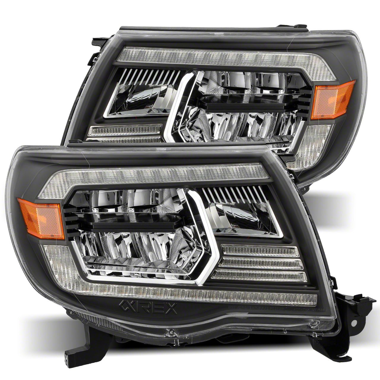 AlphaRex Tacoma LUXX-Series LED Crystal Headlights; Black Housing ...