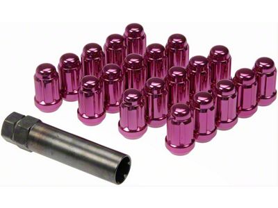 Pink 6-Spline Drive Wheel Lug Nuts; M12x1.50; Set of 20 (05-24 Tacoma)