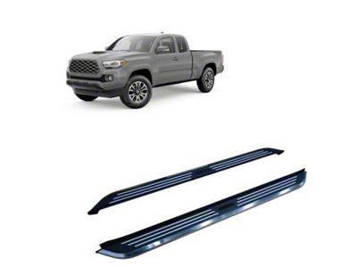 Pinnacle Running Boards; Black and Silver (05-23 Tacoma Access Cab)