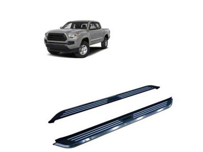 Pinnacle Running Boards; Black and Silver (05-23 Tacoma Double Cab)