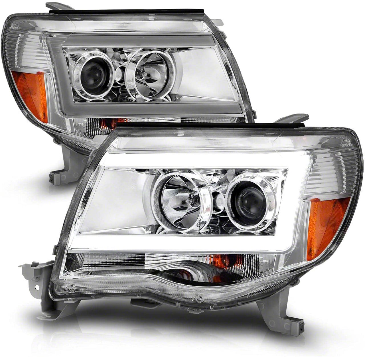 Tacoma Plank Style Projector Headlights; Chrome Housing; Clear Lens (05 ...