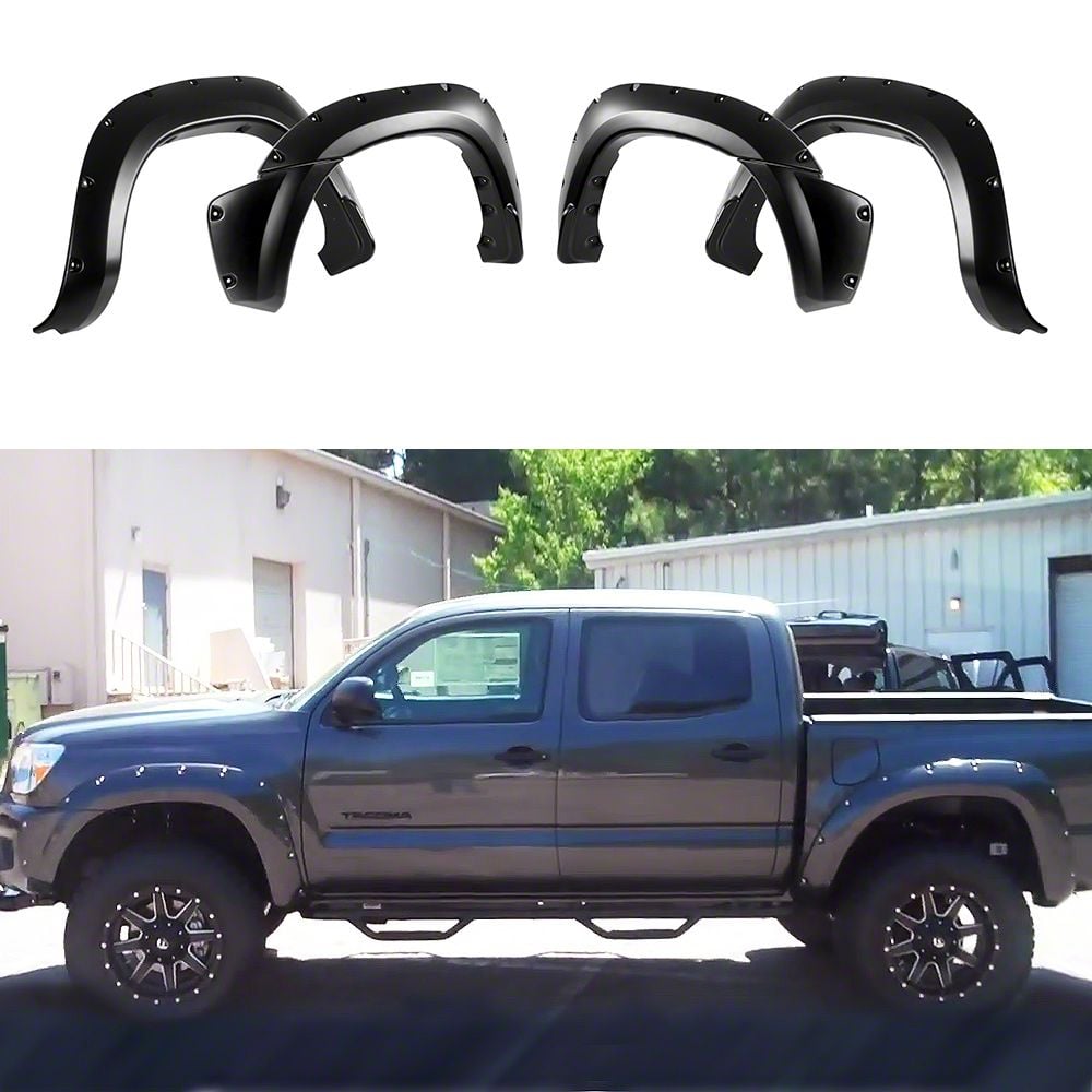 Pocket Dimple Style Fender Flares; Smooth Black (12-15 Tacoma w/ 6-Foot Bed)