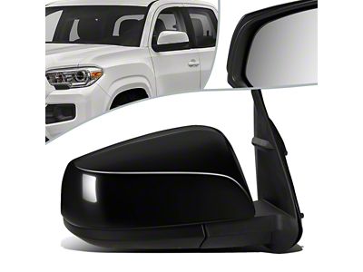 Powered Heated Manual Folding Mirror; Passenger Side; Paintable Black (16-19 Tacoma)