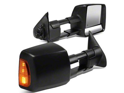 Powered Heated Towing Mirrors with Amber Turn Signals; Black (05-15 Tacoma)