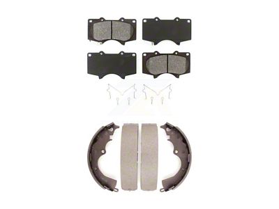 Semi-Metallic Brake Pads with Drum Shoes; Front and Rear (05-23 6-Lug Tacoma)