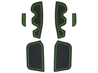 Side Door Pocket Foam Inserts; Black/Green (16-23 Tacoma Access Cab)