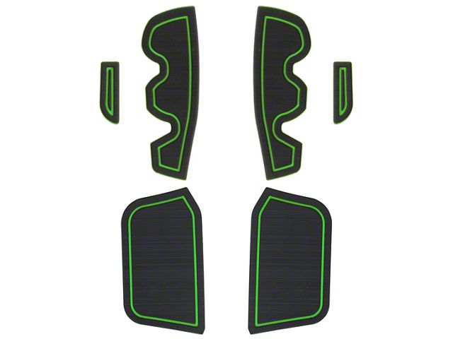 Side Door Pocket Foam Inserts; Black/Green (16-23 Tacoma Access Cab)