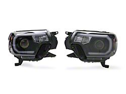 Light Bar DRL Projector Headlights; Gloss Black Housing; Smoked Lens (12-15 Tacoma)