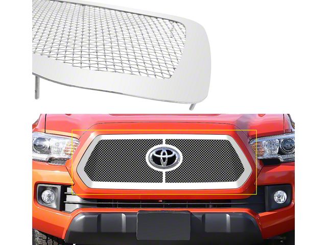 Stainless Steel Wire Mesh Upper Grille Insert; Chrome (18-19 Tacoma w/ TSS Sensor)