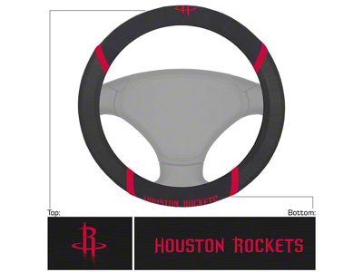 Steering Wheel Cover with Houston Rockets Logo; Black (Universal; Some Adaptation May Be Required)