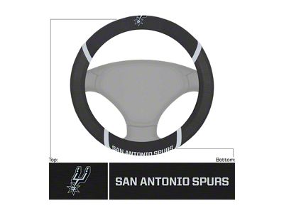 Steering Wheel Cover with San Antonio Spurs Logo; Black (Universal; Some Adaptation May Be Required)