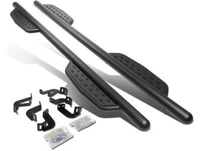 3-Inch Round Extended Side Step Bars; Matte Black (05-23 Tacoma Double Cab)