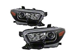 Switchback LED DRL Projector Headlights; Black Housing; Clear Lens (16-23 Tacoma SR, SR5)