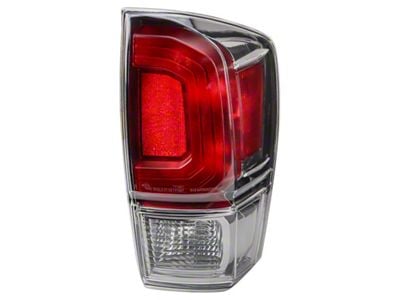 Tail Light; Chrome Housing; Red Clear Lens; Passenger Side (16-19 Tacoma Limited)