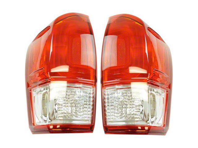 Tail Lights; Chrome Housing; Red Clear Lens (16-20 Tacoma SR, SR5)