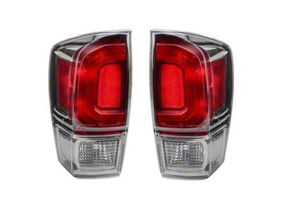 Tail Lights; Chrome Housing; Red Lens (16-19 Tacoma Limited)