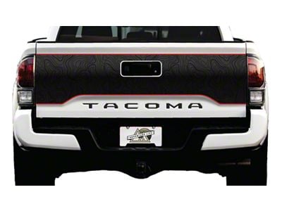 Topographic Map Tailgate Graphic; Black with Red Outline (16-23 Tacoma)