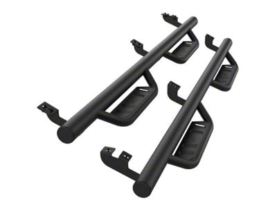 Tubular Style Drop Side Step Bars; Fine Textured Black (05-23 Tacoma Double Cab)