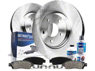 Vented 5-Lug Brake Rotor, Pad, Brake Fluid and Cleaner Kit; Front (05-15 Tacoma)