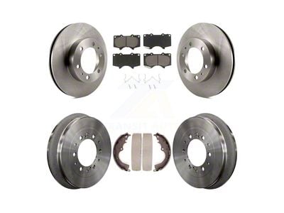 Vented 6-Lug Brake Rotor, Ceramic Pad, Drum and Shoe Kit; Front and Rear (05-23 6-Lug Tacoma)