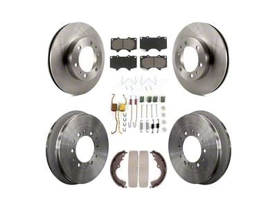 Vented 6-Lug Brake Rotor, Ceramic Pad, Drum, Shoe and Spring Kit; Front and Rear (05-23 6-Lug Tacoma)