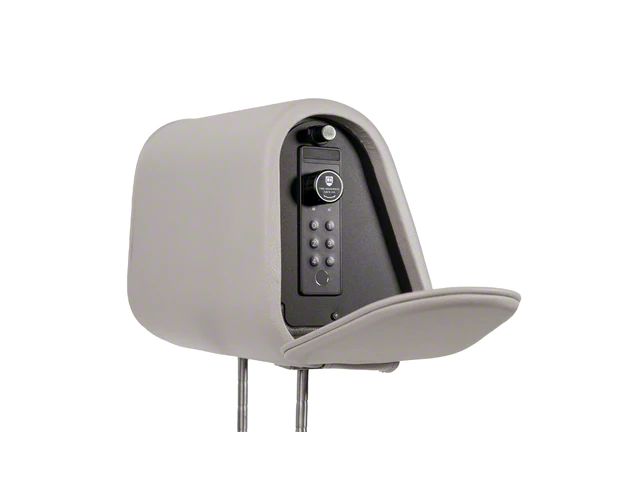 The Headrest Safe Co. Headrest Safe; Passenger Side; Light Gray; Vinyl Cover (Universal; Some Adaptation May Be Required)