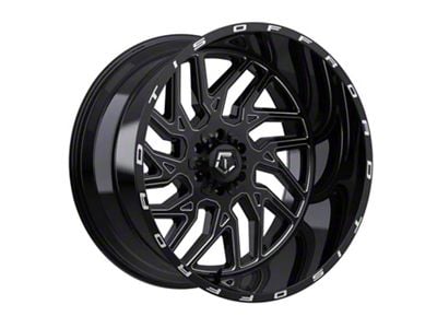 TIS 544 Gloss Black Milled Wheel; 22x10; 10mm Offset (07-18 Jeep Wrangler JK)