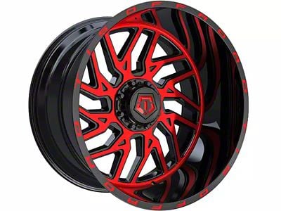 TIS 544MBR Gloss Black with Red Tint Accent 6-Lug Wheel; 20x10; -12mm Offset (16-24 Titan XD)