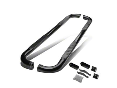 3-Inch Round Side Step Bars; Black (04-15 Titan Crew Cab)