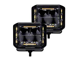 Go Rhino 4-Inch x 3-Inch Blackout Combo Series LED Light Pods; Spot and Flood Beam (Universal; Some Adaptation May Be Required)