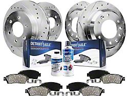 Drilled and Slotted 6-Lug Brake Rotor, Pad, Brake Fluid and Cleaner Kit; Front and Rear (3/05-07 Titan)