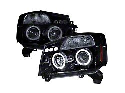 Dual Halo Projector Headlights; Gloss Black Housing; Smoked Lens (04-15 Titan)