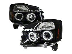 Dual Halo Projector Headlights; Jet Black Housing; Clear Lens (04-15 Titan)