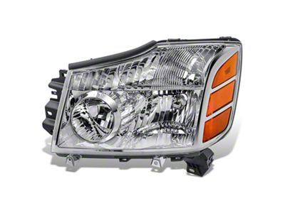 Factory Style Headlight; Chrome Housing; Clear Lens; Driver Side (04-07 Titan)