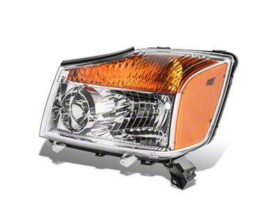 Factory Style Headlight; Chrome Housing; Clear Lens; Driver Side (08-15 Titan)