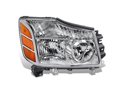 Factory Style Headlight; Chrome Housing; Clear Lens; Passenger Side (04-07 Titan)