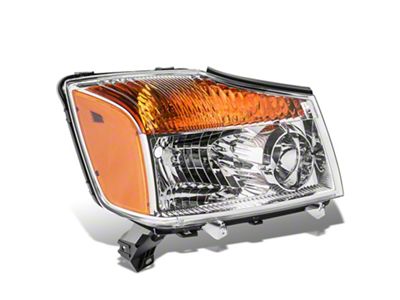 Factory Style Headlight; Chrome Housing; Clear Lens; Passenger Side (08-15 Titan)