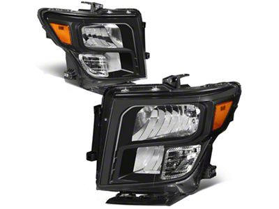 Factory Style Headlights with Amber Corners; Black Housing; Clear Lens (17-24 Titan w/ Factory Halogen Headlights)